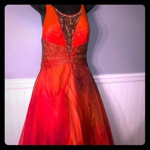 Ballgown in orange sunset ombré organza NWT